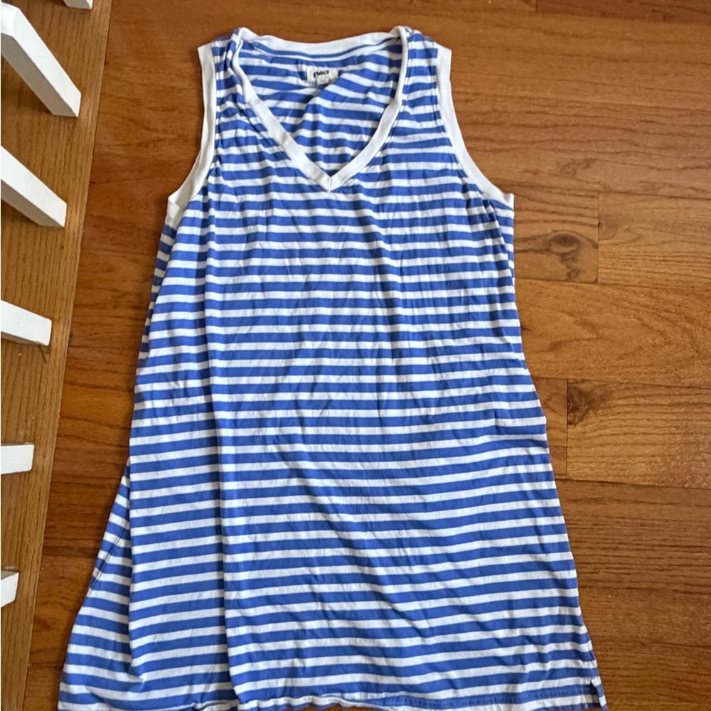 Blue and White Striped Sleeveless dress